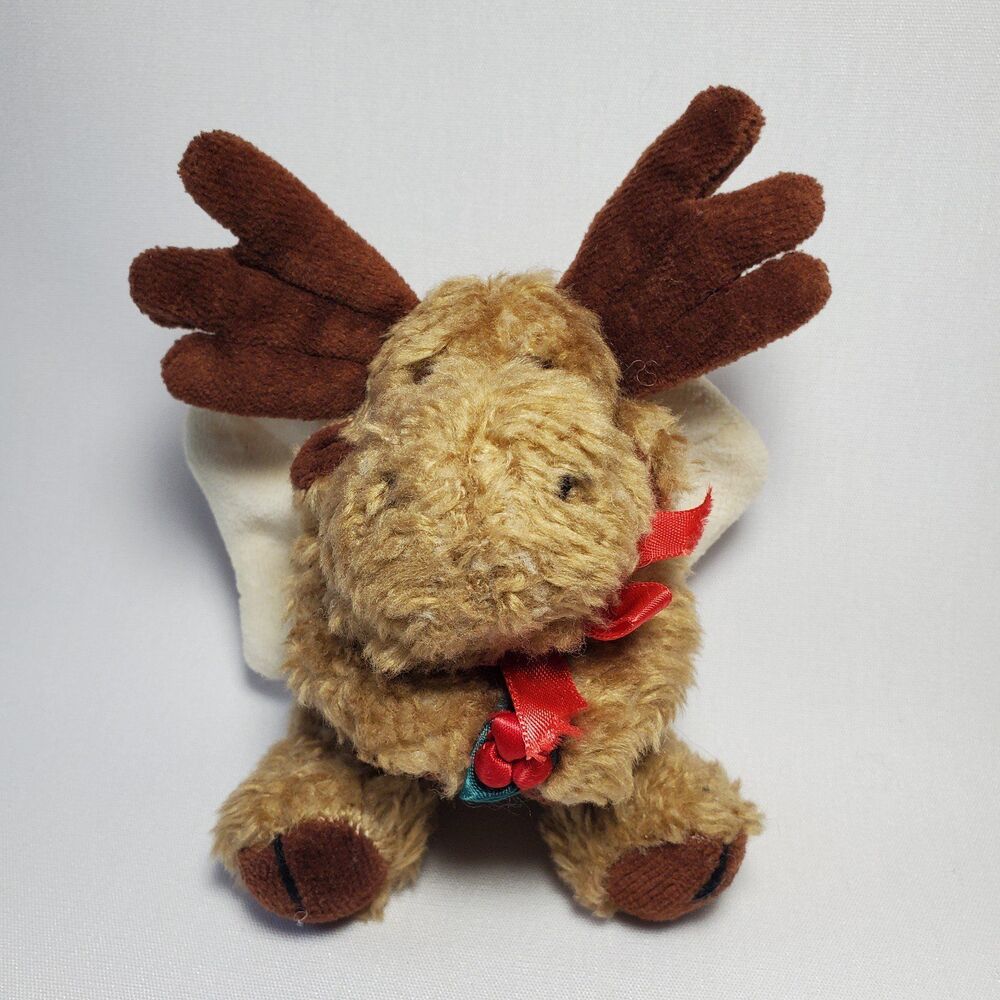 Boyds Bear Angel Moose Vintage 1990 Plush Ornament with Moveable Parts Roses